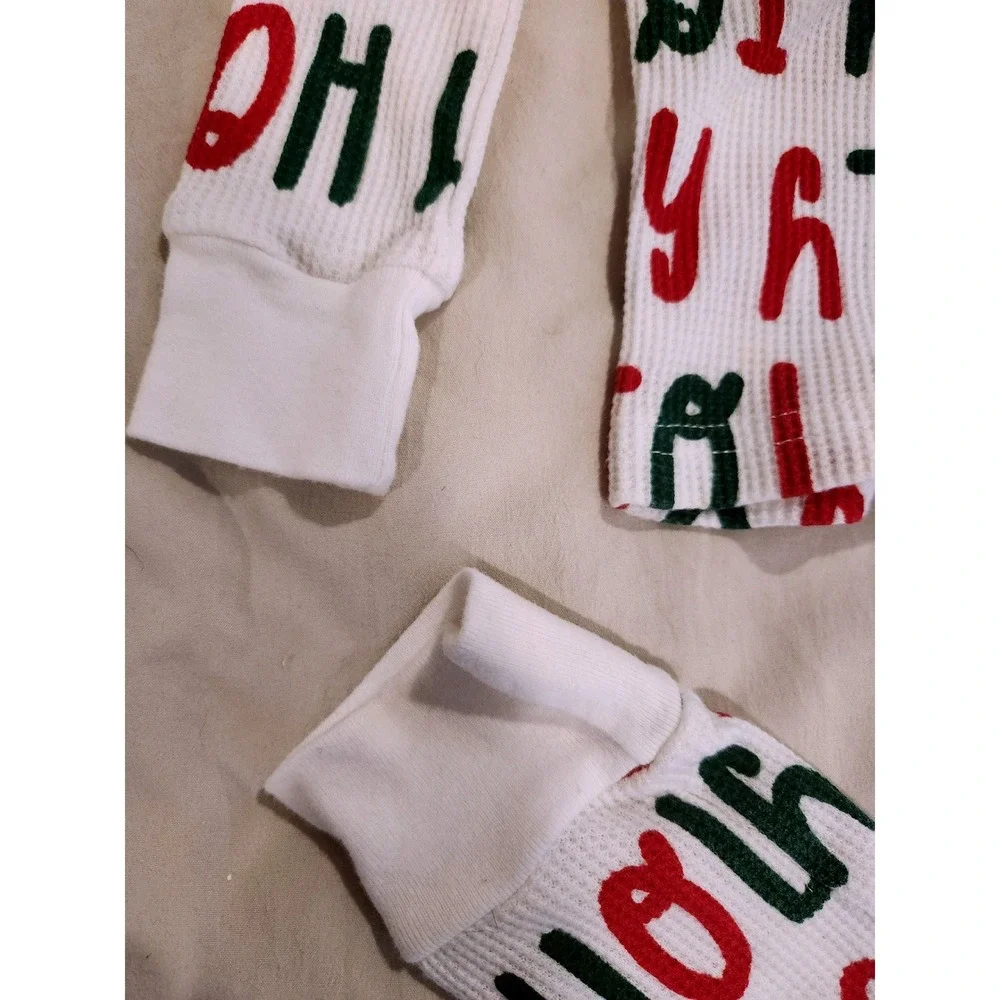 Carters Toddler 3T Holly Jolly Christmas Thermal Pajama Set Red Green White 2PC